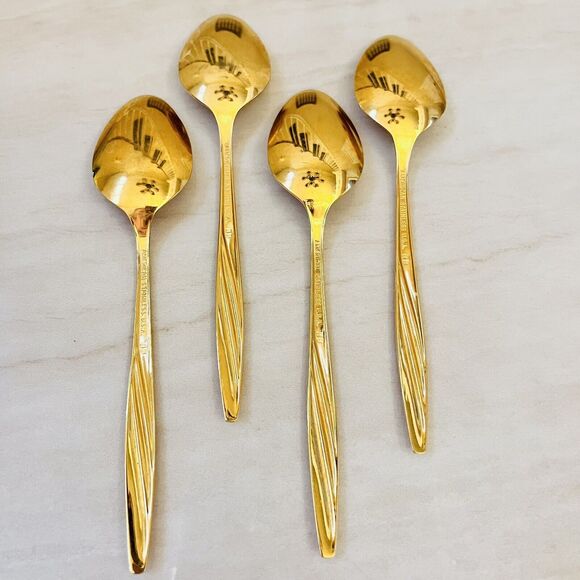 INTERNATIONAL SILVER American Flair Gold (Gold Electroplate) 12 Pc Flatware USA - Picture 7 of 11